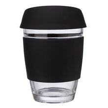 Load image into Gallery viewer, Perka® Rizzo 12 oz. Glass Mug w/ Silicone Grip & Lid