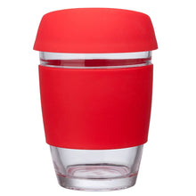 Load image into Gallery viewer, Perka® Rizzo 12 oz. Glass Mug w/ Silicone Grip & Lid